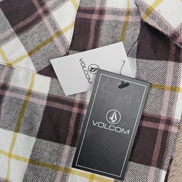 NWT Volcom Plaid To Meet U Long Sleeve Shirt $65 Button-Down Outdoor Women's M - Picture 8 of 12